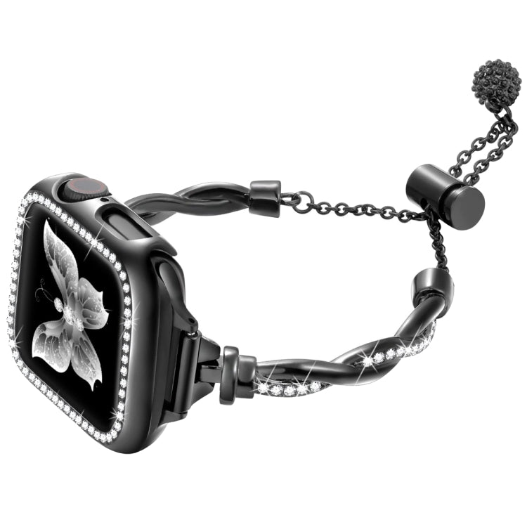 Twist Bracelet Diamond Metal Watch Band, For Apple Watch SE 2022 44mm, For Apple Watch Series 7 41mm, For Apple Watch Series 7 45mm, For Apple Watch SE 40mm, For Apple Watch SE 44mm, For Apple Watch 6 40mm, For Apple Watch Series 6 44mm