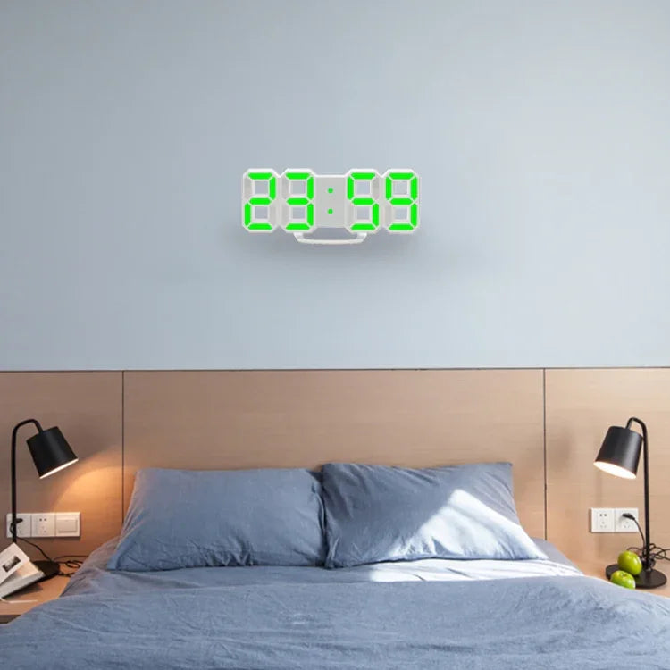 Multi-Function Large 3D LED Digital Wall Alarm Clock with Snooze Function, 12/24 Hours Display for Home, Kitchen, Office, DC 5V, CE Certificated, White Body Green Characters, White Body Blue Characters, White Body Red Characters