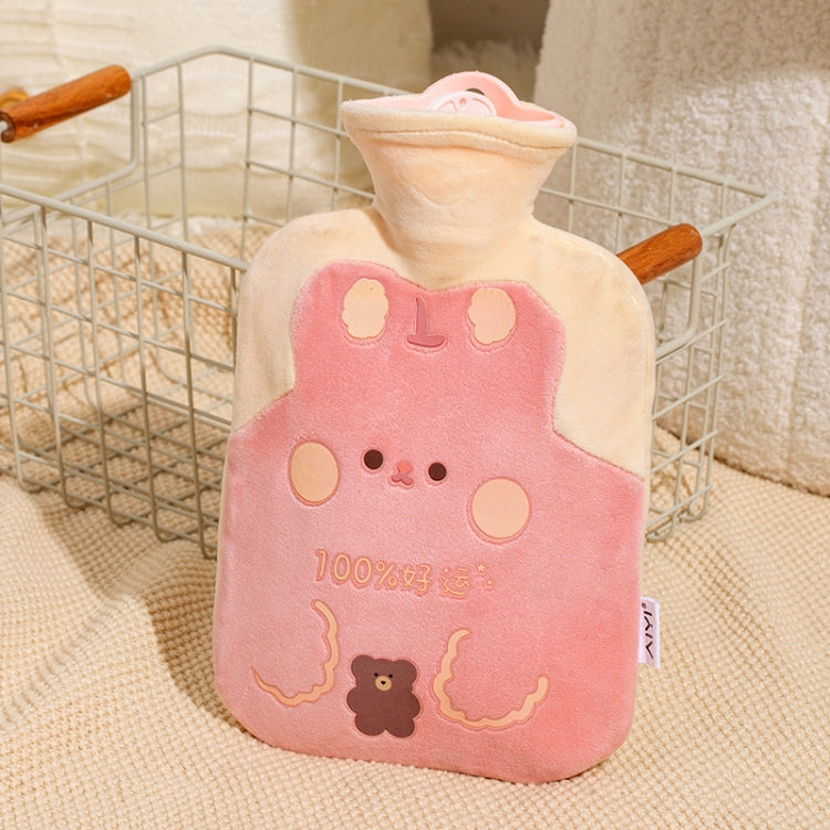 ZS103 Cartoon Plush Water-filled Hot Water Bags Explosion-proof Leak-proof Warming Water Bottle, Spec:, Pink Lucky Rabbit, Beige Lucky Rabbit, Brown Bear, Khaki Bear, Purple Duck, Pink Rabbit, Deep Blue Duck, Ink Green Duck, Intervened Pink