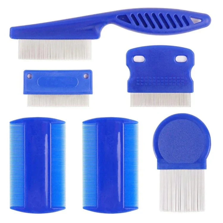 6pcs /Set Pet Flea Comb Stainless Steel Pin Dense Tooth Cat Dog Comb - Trustpick