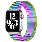 For Apple Watch Series 10 42mm / 9&8&7 41mm / SE 3&SE 2&6&SE&5&4 40mm / 3&2&1 38mm Fold Buckle 3 Beads Stainless Steel Watch Band