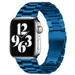 For Apple Watch Series 10 42mm / 9&8&7 41mm / SE 3&SE 2&6&SE&5&4 40mm / 3&2&1 38mm Fold Buckle 3 Beads Stainless Steel Watch Band