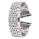 Hidden Butterfly Buckle 7 Beads Stainless Steel Watch Band For Apple Watch 42mm(Silver Gold), 20mm Women