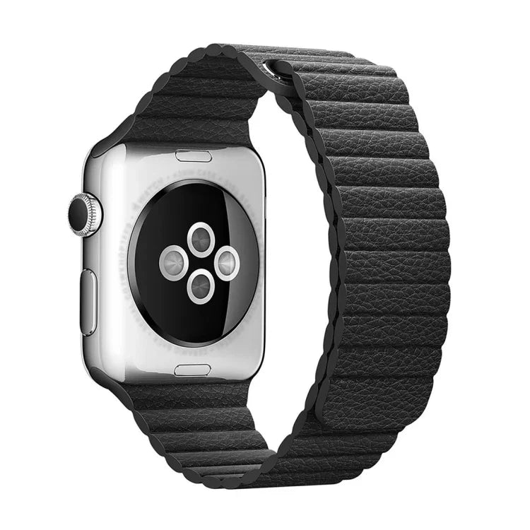 For Apple Watch 38mm Loop Magnetic Closure Clasp PU Leather Watch Band