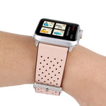 For Apple Watch Series 10 42mm / 9&8&7 41mm / SE 3&SE 2&6&SE&5&4 40mm / 3&2&1 38mm Simple Fashion Genuine Leather Hole Pattern Watch Band, 38mm