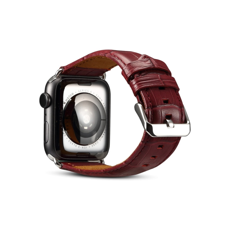Denior Crocodile Grain Watch Cowhide Leather Watch Band for Apple Watch Series 10 42mm / 9&8&7 41mm / SE 3&SE 2&6&SE&5&4 40mm / 3&2&1 38mm