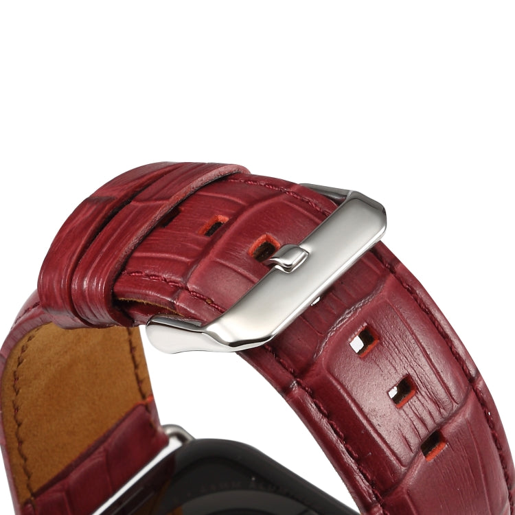 Denior Crocodile Grain Watch Cowhide Leather Watch Band for Apple Watch Series 10 42mm / 9&8&7 41mm / SE 3&SE 2&6&SE&5&4 40mm / 3&2&1 38mm