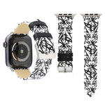 Thorns Printing Genuine Leather Watch Band for Apple Watch Ultra 49mm&Watch Ultra 2 49mm / Series 10 46mm / 9&8&7 45mm / SE 3&SE 2&6&SE&5&4 44mm / 3&2&1 42mm, 44mm