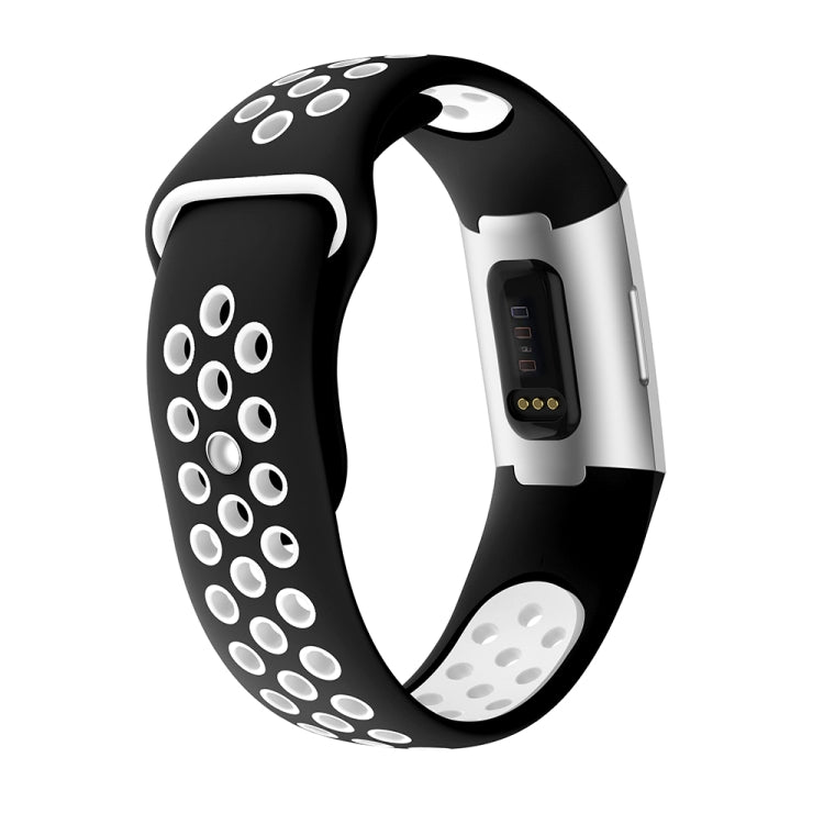 Two-color Round Hole Silicone Watch Band for Fitbit Charge 3, Watch Band Size:145-210mm