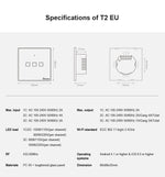 Sonoff T2 Touch 86mm Tempered Glass Panel Wall Switch Smart Home Light Touch Switch, Compatible with Alexa and Google Home, AC 100V-240V, EU Plug, 86mm/ 3 EU Plug