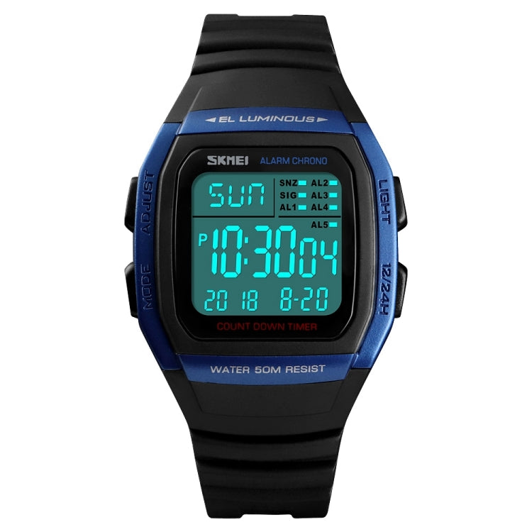 SKMEI 1278 Fashionable Outdoor 50m Waterproof Digital Watch Student Sports Wrist Watch Support 5 Group Alarm Clocks