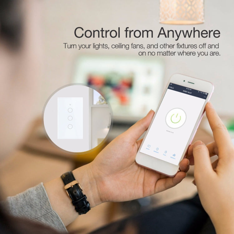 TC120 Wifi Smart Light Switch Glass Screen Touch Panel Voice Control Wireless Wall Switch Work with Alexa Echo / Google Home