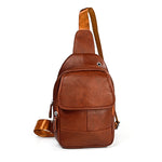 6023 Casual Litchi Texture Soft Face Full-grain Cowhide One Shoulder Crossbody Bag for Men, Black, Coffee, Red, Brown