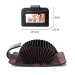 KB188 Horizontal Cowhide Leather Organ Shape Multiple Card Slots Anti-magnetic RFID Wallet for Ladies, with Transparent Window, KB188 Black, KB188 Coffee, KB188 Purple, KB188 Rose Red, KB188 Sapphire Blue