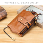 LT3539 Cowhide Leather Zipper Buckle Anti-magnetic RFID Wallet Clutch Bag for Men, with Card Slots & Shoulder Strap, LT3539 Shoulder Strap Blue, LT3539 Strap Red, LT3539 Yellowish-brown