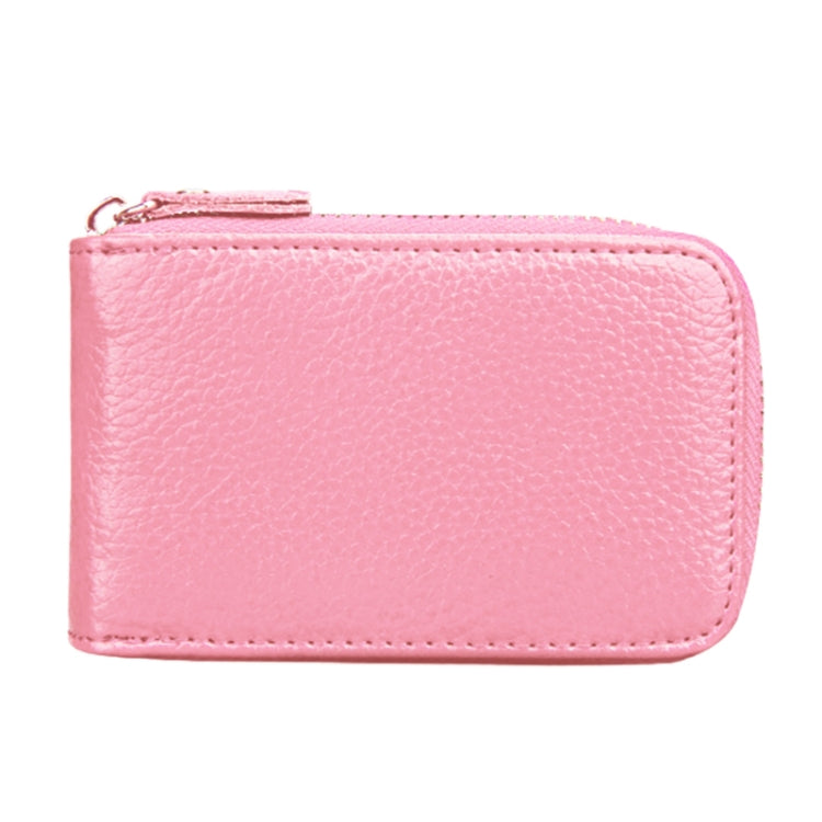 Genuine Cowhide Leather Solid Color Zipper Vertical Card Holder Wallet RFID Blocking Card Bag Protect Case with 12 Card Slots, Size: 11.5*7.5cm
