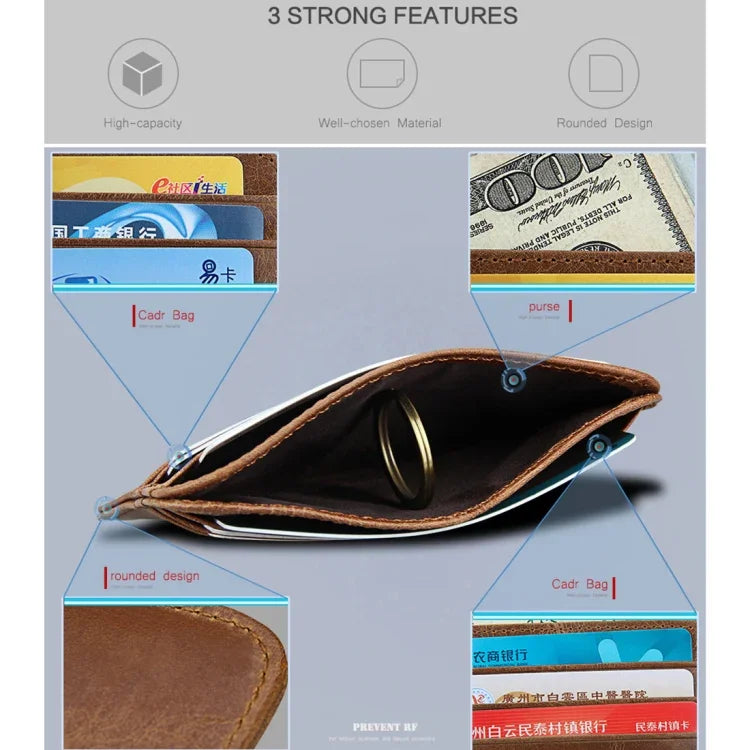 KB108 Antimagnetic RFID Fashion Crazy Horse Texture Bus Credit Card Package burglar brush, KB108