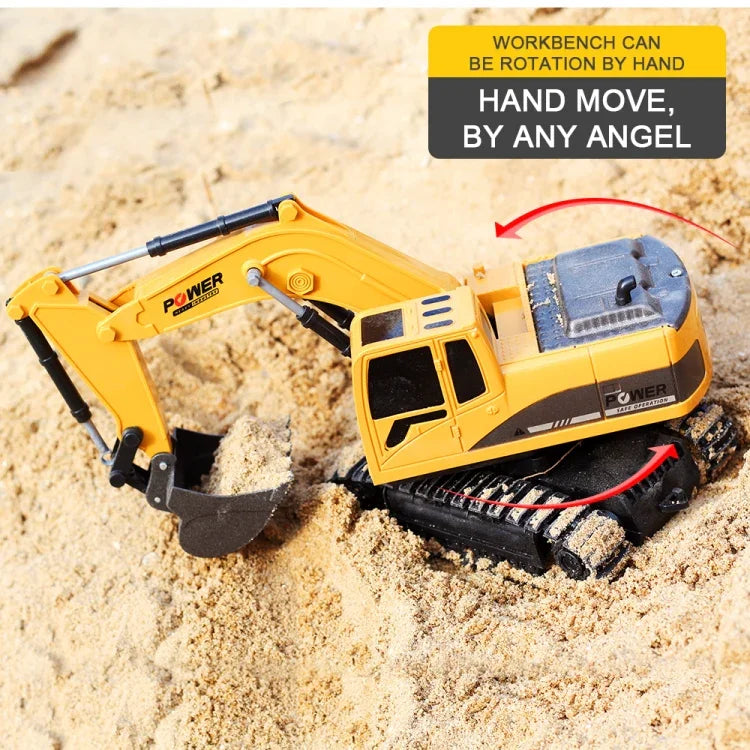258-1 6 Channel 2.4G 1/24RC Remote-controlled Engineering Metal Excavator Charging RC Car, Metal