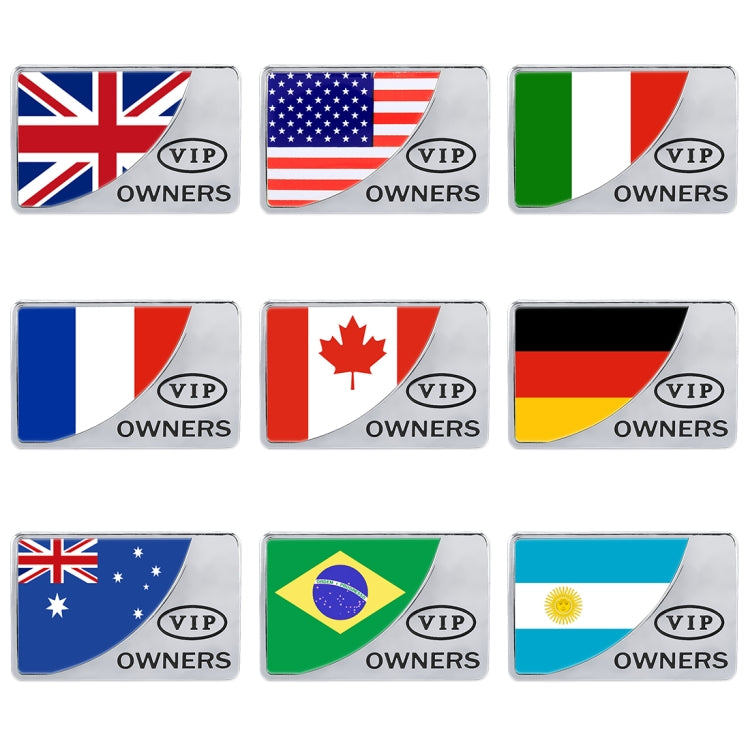 Universal Car France Flag Rectangle Shape VIP Metal Decorative Sticker, France Flag (Gold), France Flag (Silver)