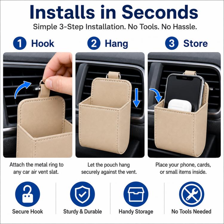 Car Air Vent Mobile Cellphone Pocket Bag Pouch Box Storage Organizer Carrying Case