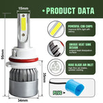2pcs 9004 18W 1800LM 6000K Waterproof IP68 Car Auto LED Headlight with 2 COB LED Lamps, DC 9-36V, 9004