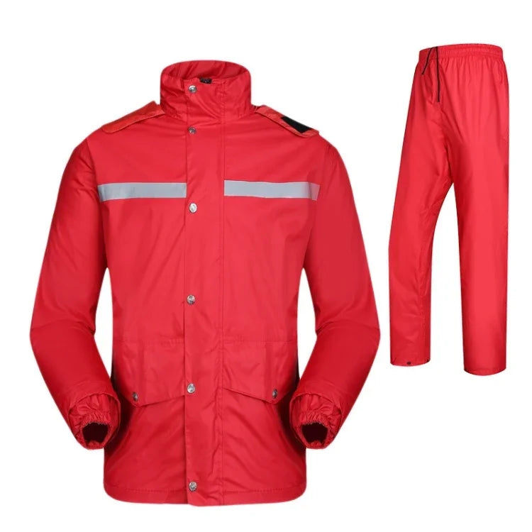 Durable Reflective Motorcycle Split Raincoat Pants Riding Bicycle Electric Bike Windproof Waterproof Rain Wear for Adult, Size: L(Red), Size: L