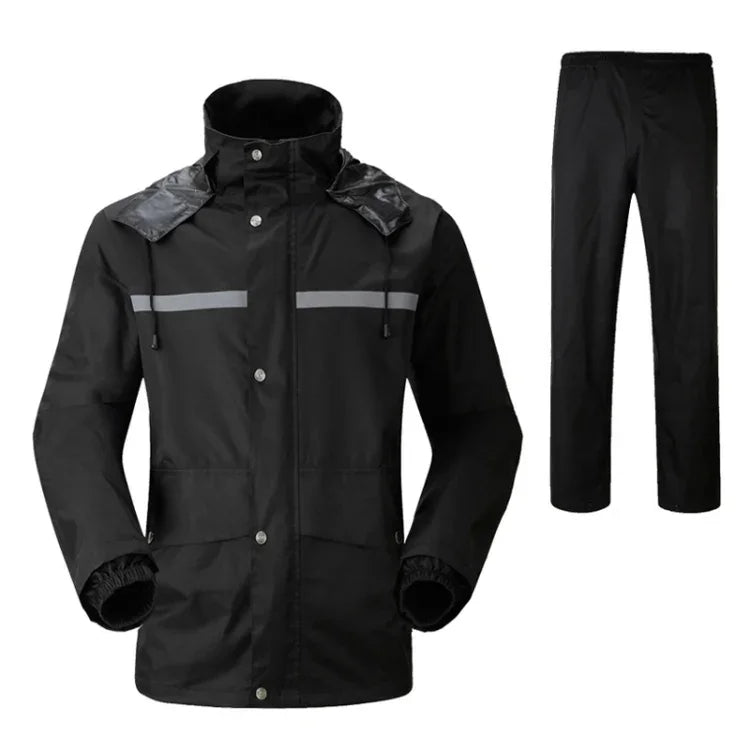 Durable Reflective Motorcycle Split Raincoat Pants Riding Bicycle Electric Bike Windproof Waterproof Rain Wear for Adult, Size: 2XL(Black), Size: 2XL