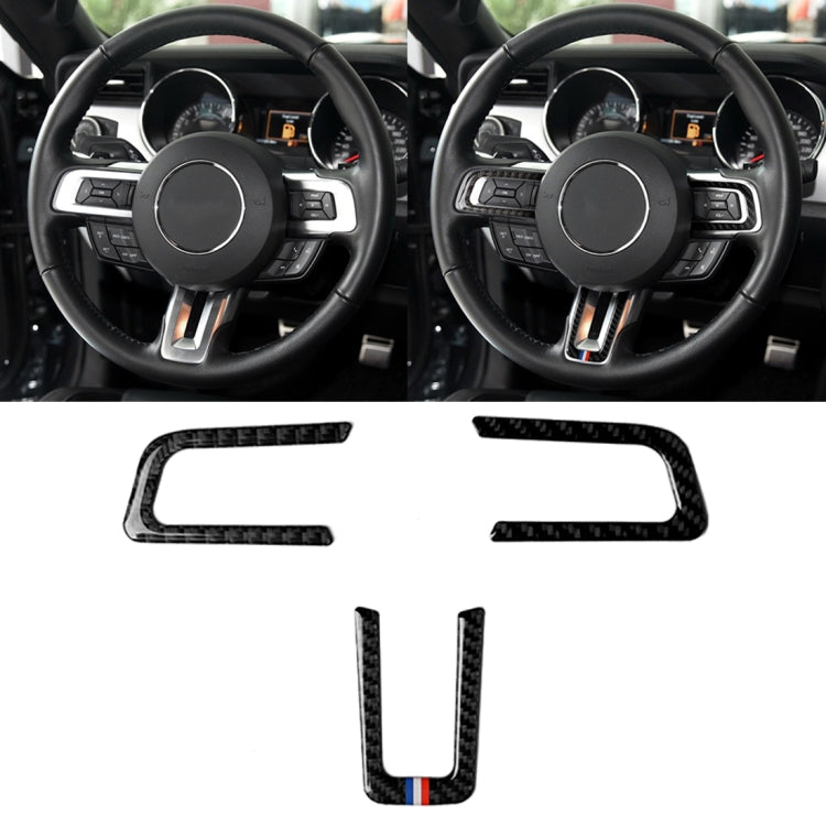 Car USA Color Carbon Fiber Steering Wheel Decorative Sticker for Ford Mustang 2015-2017, Steering Wheel