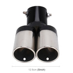 Universal Car Styling Stainless Steel Curved Double Outlets Exhaust Tail Muffler Tip Pipe, Curved Double