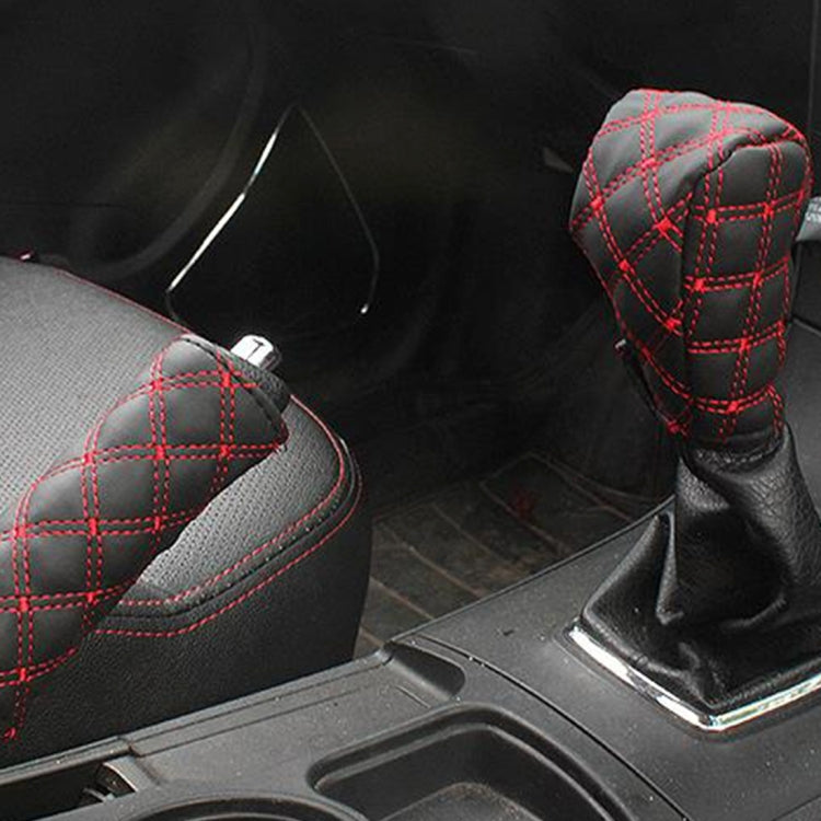 3 PCS Car Hand Brake Cover Shift Knob Gear Stick Cushion Sets Rear View Mirror Sets Cover Car Accessory Interior Decoration Pad, 3 PCS Red, 3 PCS White