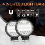 2 PCS 4 inch 15W Spot / Flood Light White Light Round-Shaped Waterproof Car SUV Work Lights Spotlight LED Bulbs, DC 9-30V, 4 inch 15W Round-Shaped