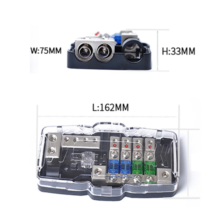 Car Audio Stereo Distribution Block Ground Mini ANL Fuse Block 4 Way Fuse Block 30A 60A 80Amp with LED, 4 Way Fuse Block