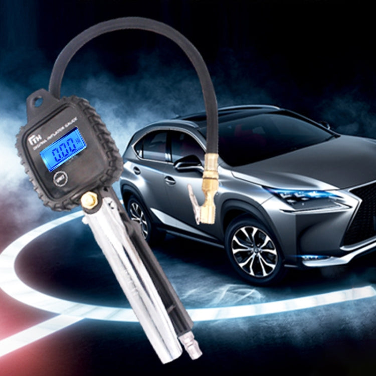 Car Multi-functional Digital LCD Display Tire Air Pressure Inflator Gauge Vehicle Tester Inflation Monitoring, Display Tire Air Pressure