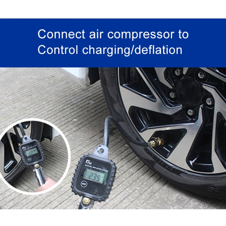 Car Multi-functional Digital LCD Display Tire Air Pressure Inflator Gauge Vehicle Tester Inflation Monitoring, Display Tire Air Pressure