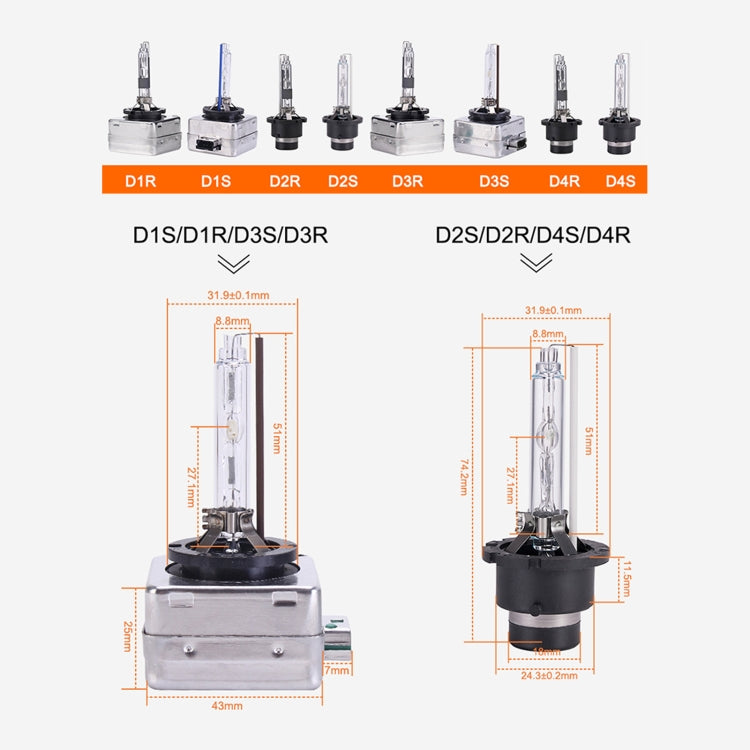 2 PCS D4R 35W 3800 LM 8000K HID Bulbs Xenon Lights Lamps, DC 12V, D4R