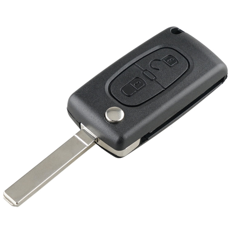 For PEUGEOT 2 Buttons ASK Signal Intelligent Remote Control Car Key with Integrated Chip & Battery & Holder, without Grooved, Frequency: 433MHz, 2 Buttons without Grooved