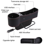 Car Multi-functional Driver Seat Console PU Leather Box Cigarette Lighter Charging Pocket Cup Holder Seat Gap Side Storage Box, Driver Seat