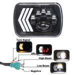 2 PCS 5X7 inch Car Modified Red Background LED Square Headlamp for Jeep Wrangler, For Jeep Wrangler(5X7 inch)