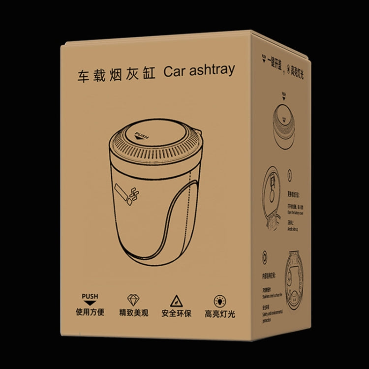 Portable Car Stainless Steel Liner Cigarette Ashtray with Light, with Stainless Steel Liner