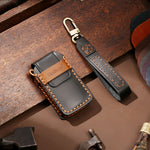 Hallmo Car Cowhide Leather Key Protective Cover Key Case for Honda Civic / Accord 2-button, For Honda Civic / Accord 2-button