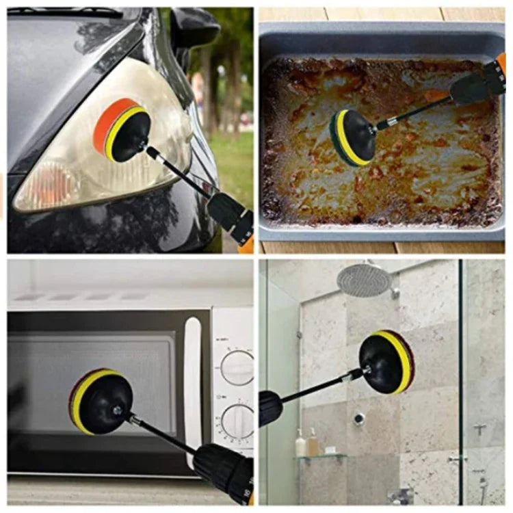 11 in 1 4 inch Sticky Disc Scouring Pad Floor Wall Window Glass Cleaning Descaling Electric Drill Brush Head Set, 11 in 1