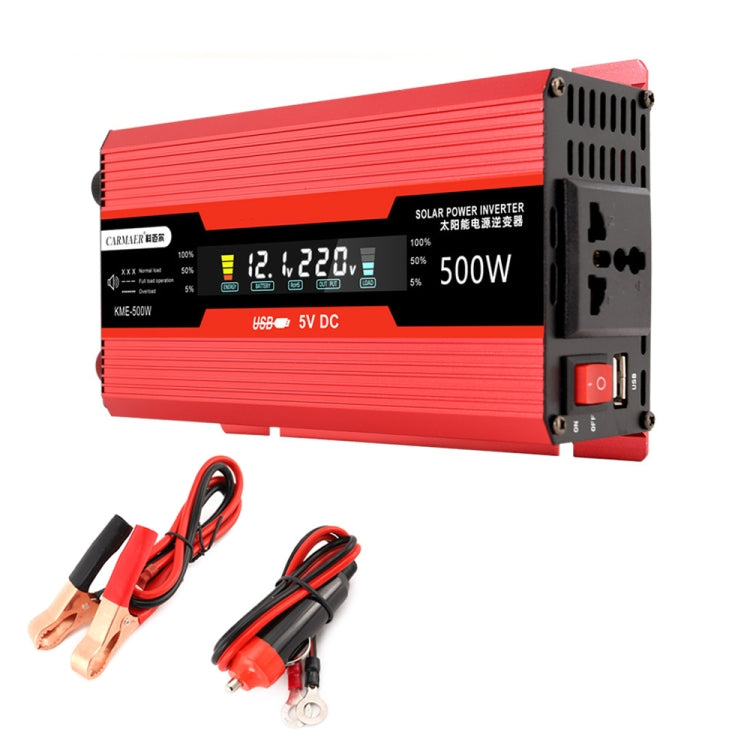 Carmaer Universal 24V to 220V 500W Car LCD Display Inverter Household Power Converter, Universal 24V to 220V 500W