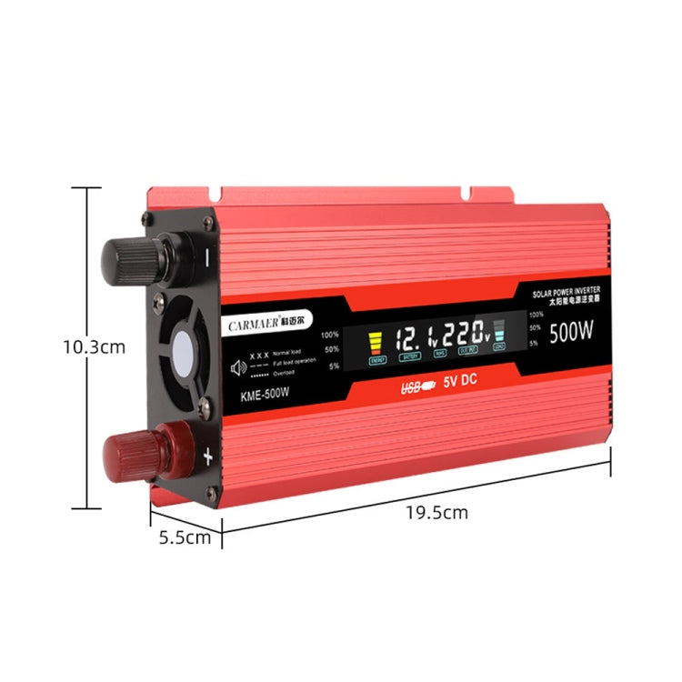Carmaer Universal 24V to 220V 500W Car LCD Display Inverter Household Power Converter, Universal 24V to 220V 500W