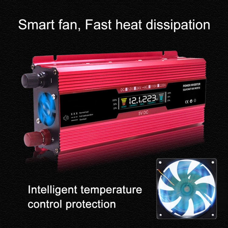 Carmaer Universal 24V to 220V 2000W Car LCD Display Inverter Household Power Converter, Universal 24V to 220V 2000W