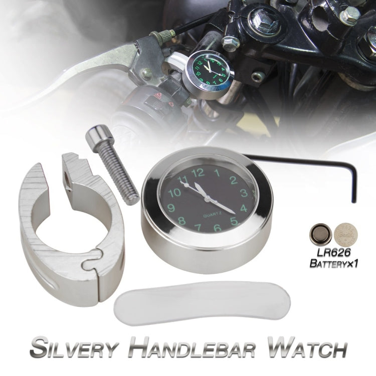 Motorcycle 22-25mm Handlebar Clock Quartz Watch with Lock, Quartz Watch (Silver), Quartz Watch (Black)
