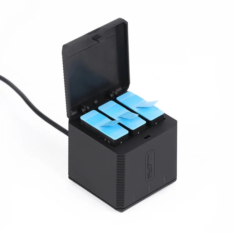 RUIGPRO USB Triple Batteries Housing Charger Box with Cable & Indicator Light for GoPro HERO9 Black / HERO10 Black