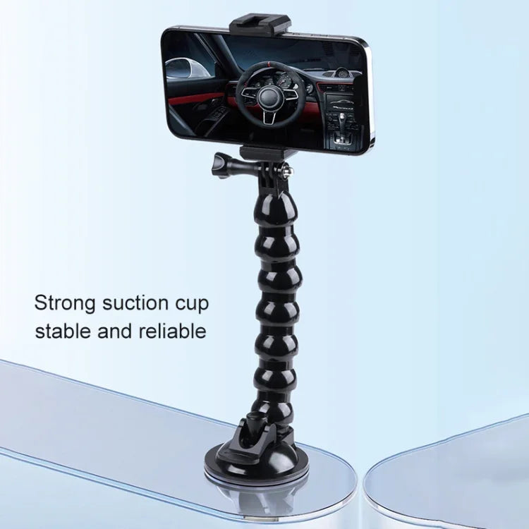 Extended Suction Cup Jaws Flex Clamp Mount with Cold Shoe Phone Clamp, Extended Suction Cup Mount with Cold Shoe Phone Clamp