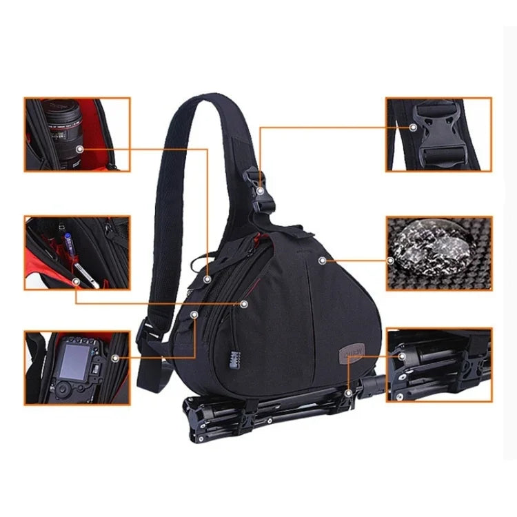 CADEN Triangle Shape Tscope Sling Shoulder Cross Digital Camera Bags Case Soft Bag with Rain Cover for Canon Nikon Sony K1, Size: 36*31*15cm
