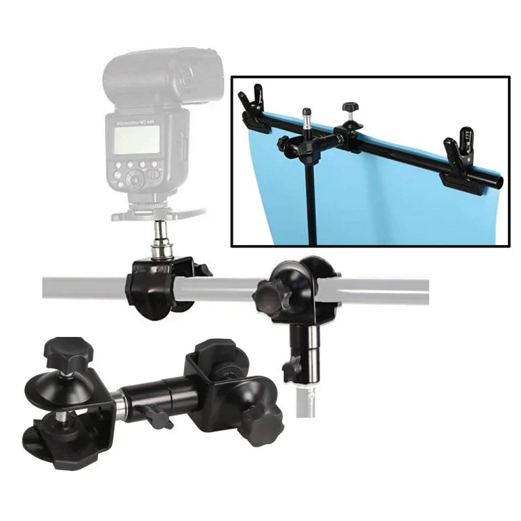 C-Type 2 in 1 Camera Umbrella Holder Clip Clamp Bracket Support for Tripod Light Stand Outdoor Photography, Umbrella Holder + Light Stand