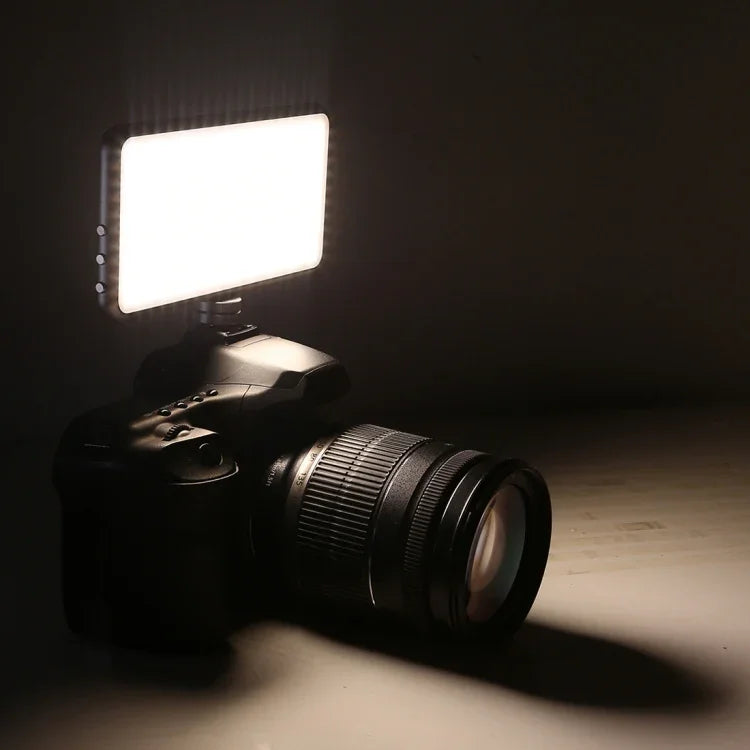 LED011S Pocket 180 LEDs Professional Vlogging Photography Video & Photo Studio Light with OLED Display & Cold Shoe Adapter Mount for Canon / Nikon DSLR Cameras, 180 LED